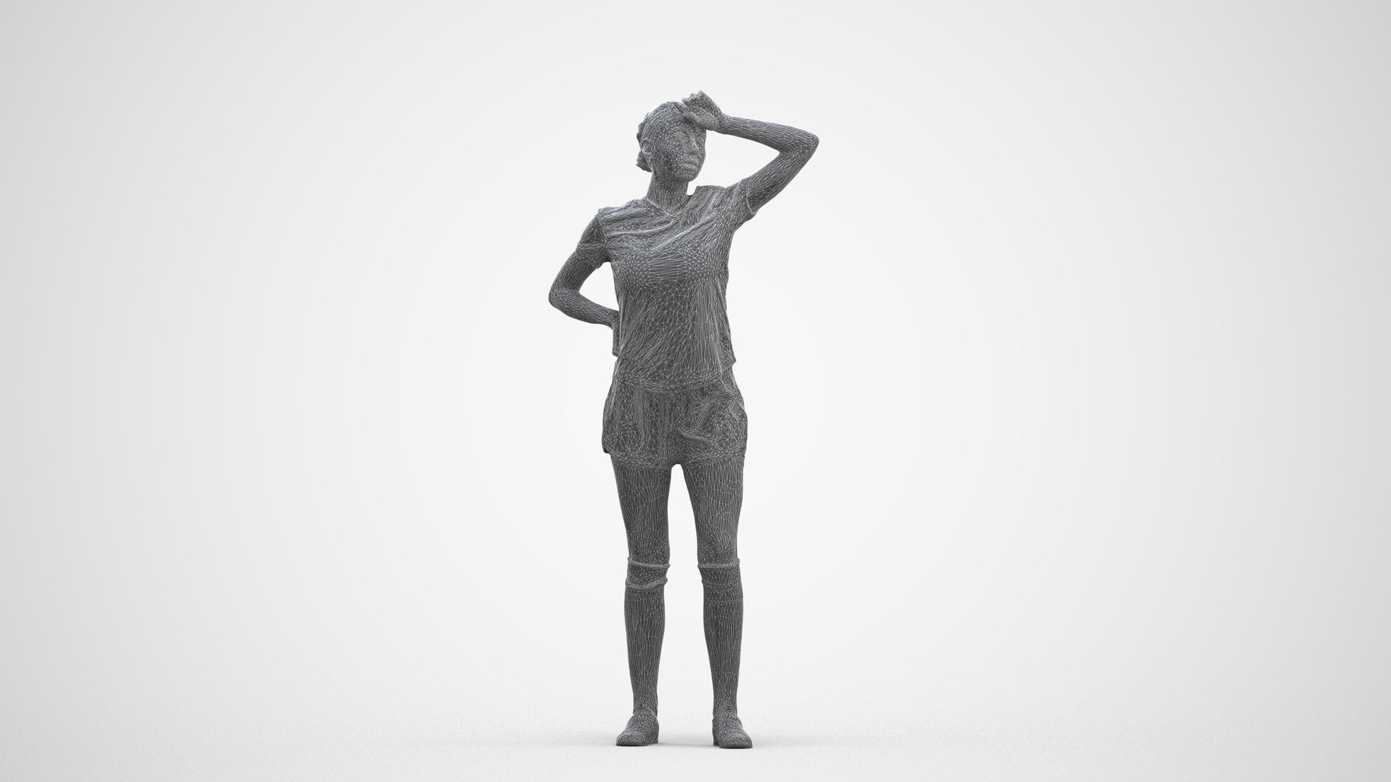 3D scanned woman sport, photorealistic archviz people for Enscape and SketchUp, three-quarter front view render