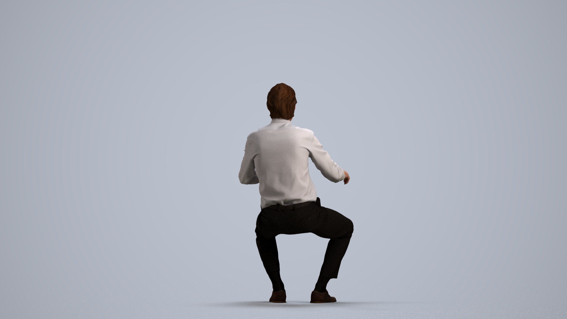 3D human model man business, photogrammetry scanned person for archviz, front view render