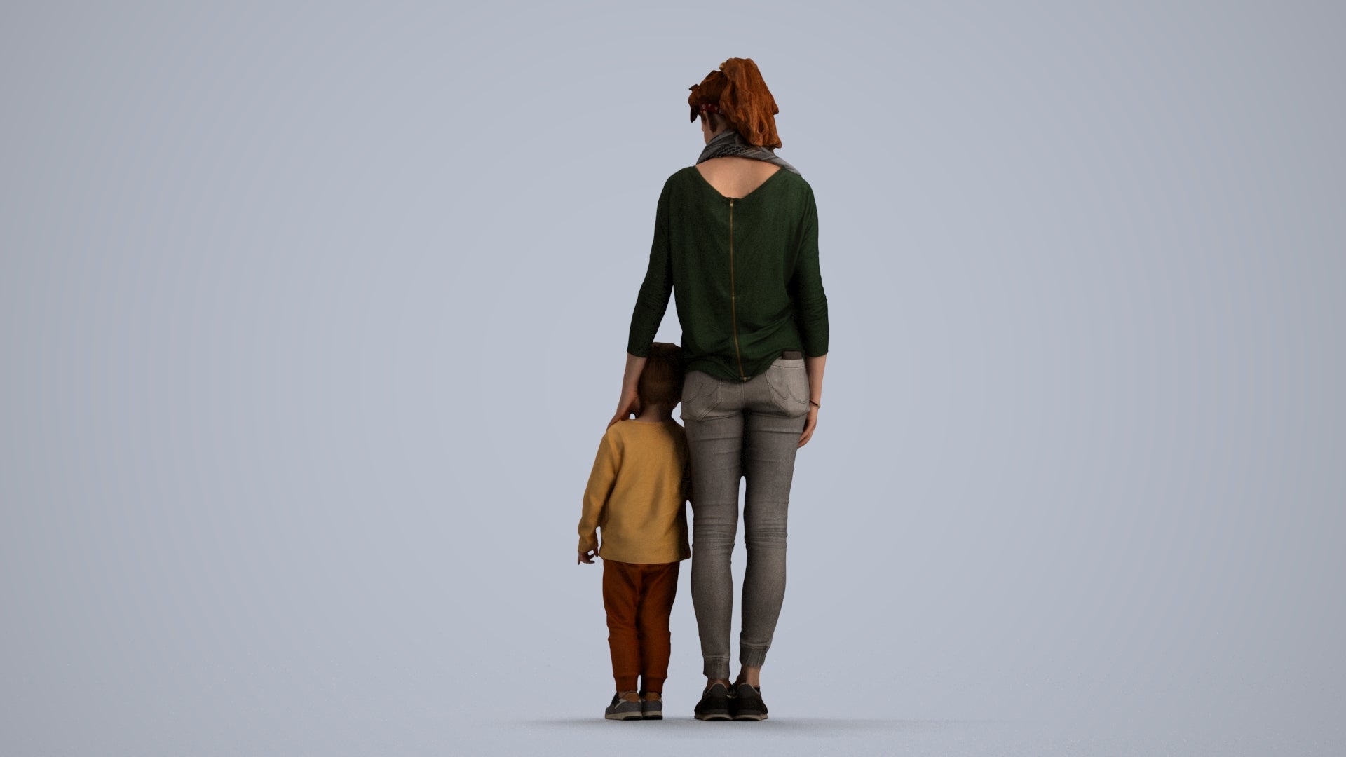 realistic 3D people girl casual kids, render-ready for V-Ray and Corona, FBX OBJ, front view render