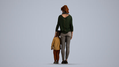 realistic 3D people girl casual kids, render-ready for V-Ray and Corona, FBX OBJ, front view render