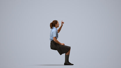 3D human model girl kids, photogrammetry scanned person for archviz, side view render