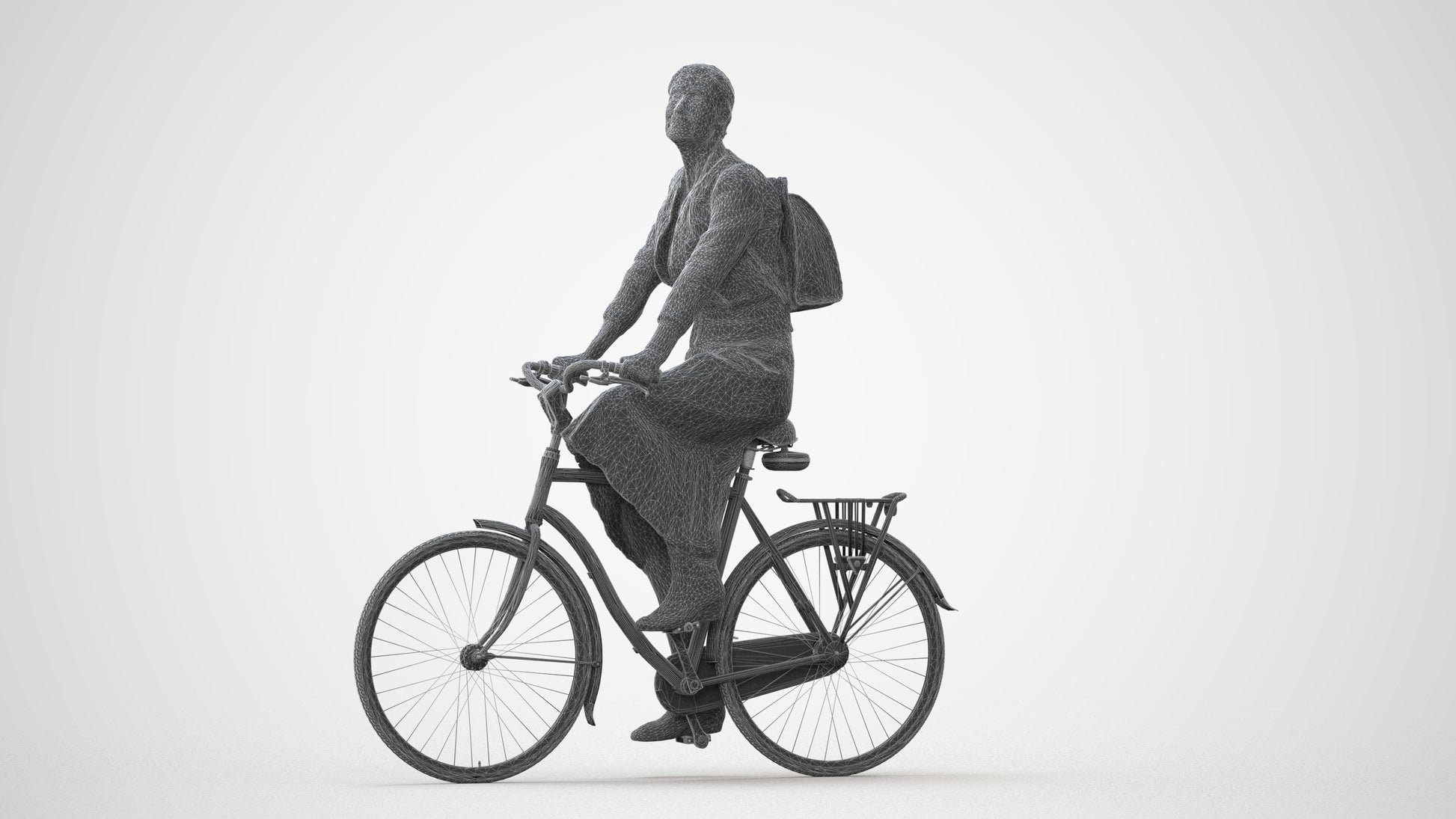 realistic 3D human woman casual cycling, archviz people FBX OBJ for Blender, square thumbnail
