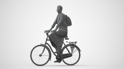 realistic 3D human woman casual cycling, archviz people FBX OBJ for Blender, square thumbnail