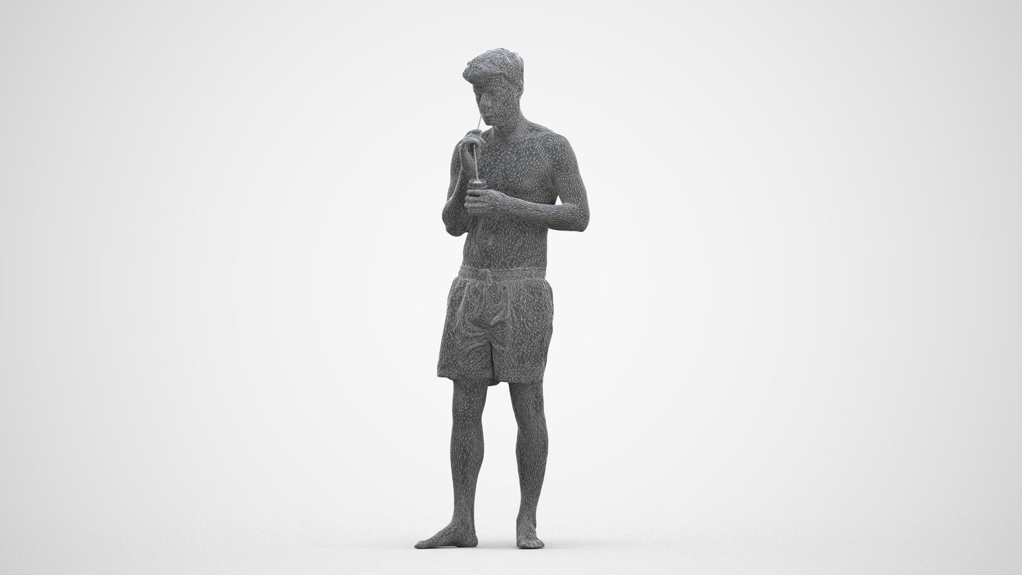 realistic 3D man sport pool, scanned archviz people for Blender and 3ds Max, three-quarter front view render
