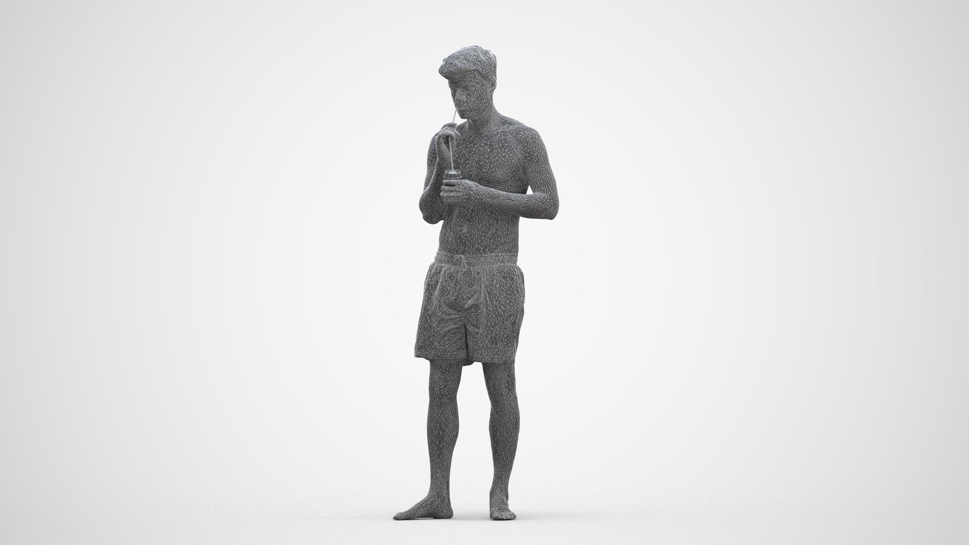 realistic 3D man sport pool, scanned archviz people for Blender and 3ds Max, three-quarter front view render
