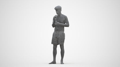 realistic 3D man sport pool, scanned archviz people for Blender and 3ds Max, three-quarter front view render