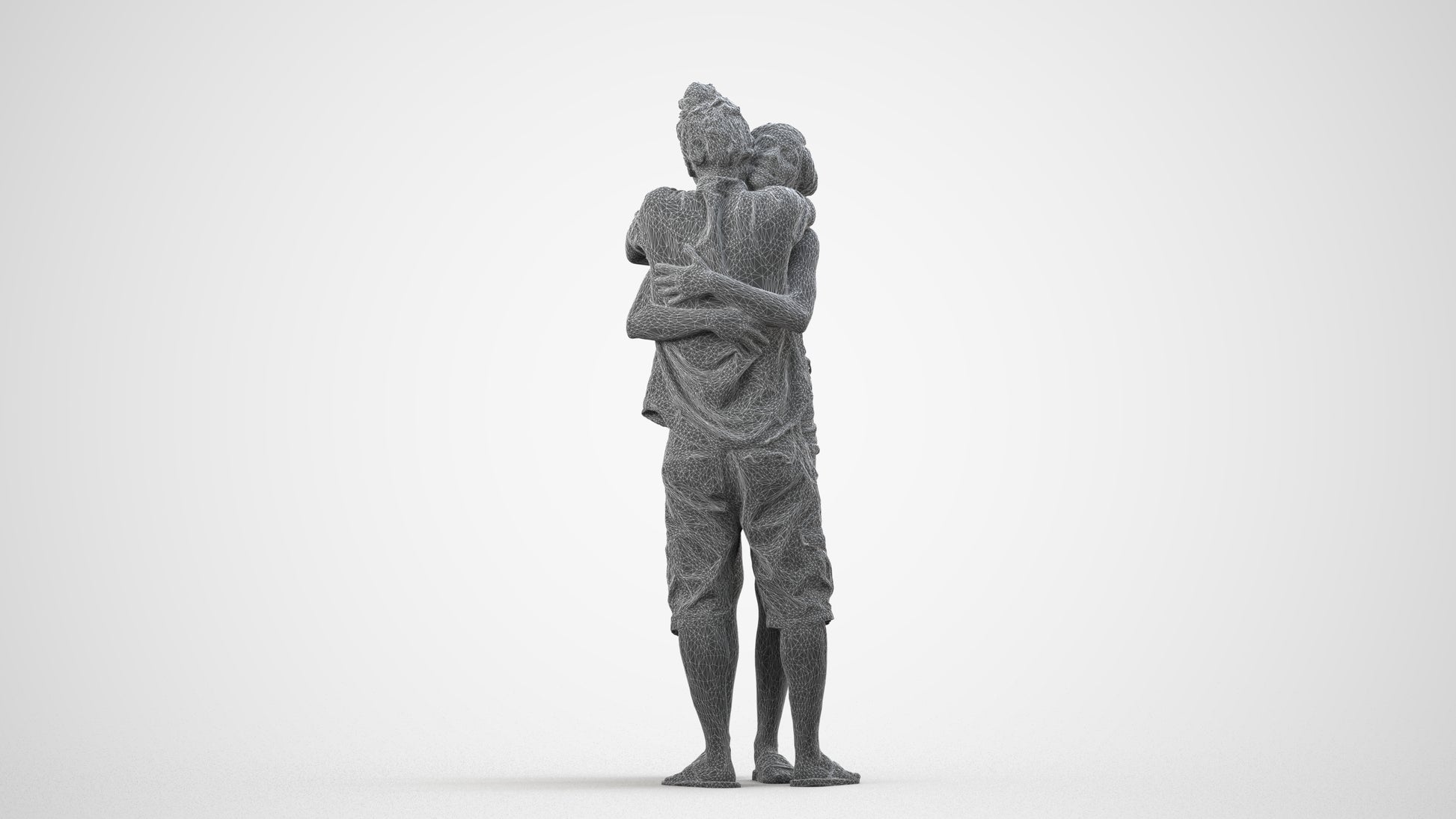 realistic 3D people woman couple, render-ready for V-Ray and Corona, FBX OBJ, wireframe side view