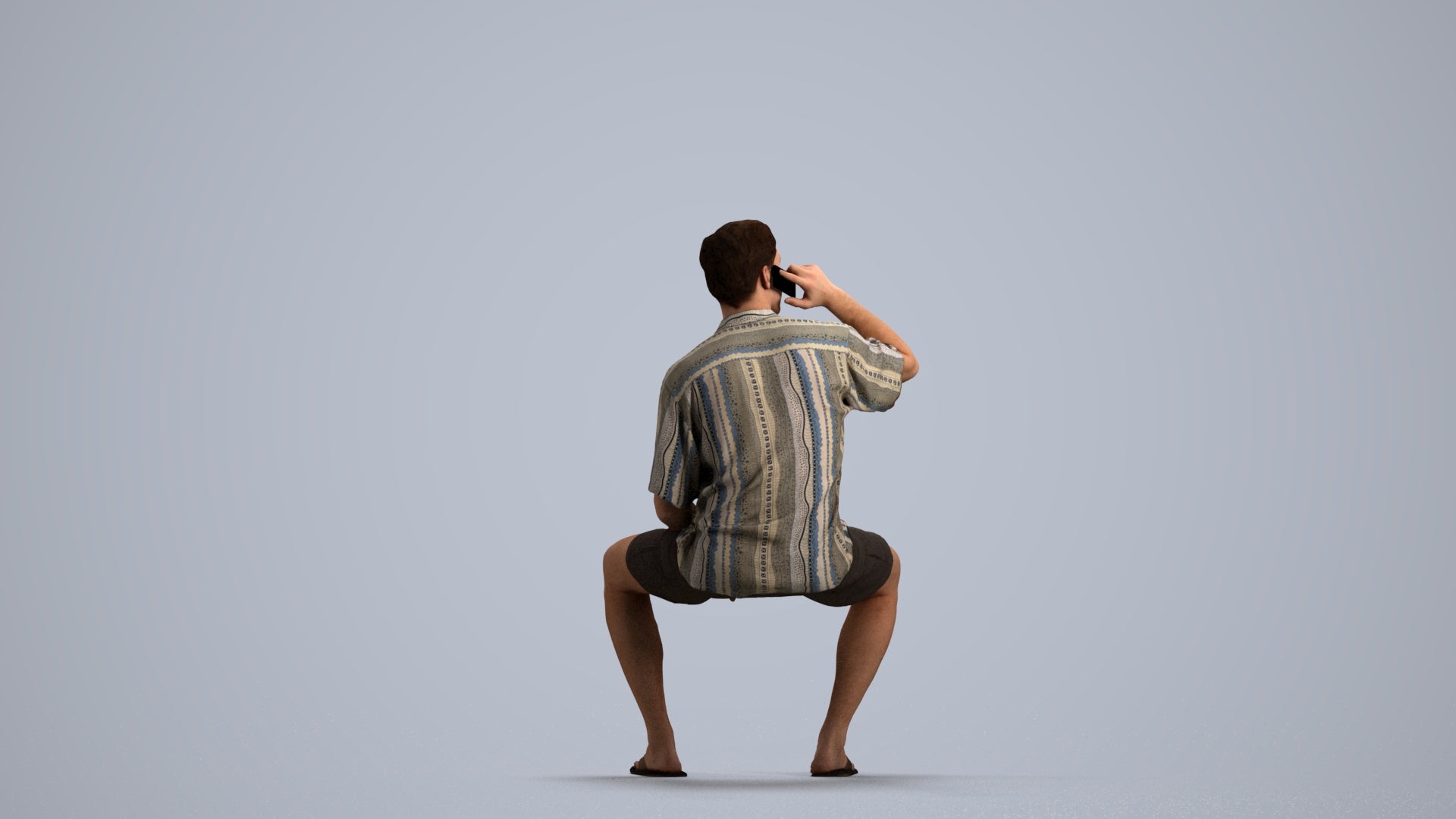 scanned 3D man casual sitting, photogrammetry people for Enscape and V-Ray, front view render