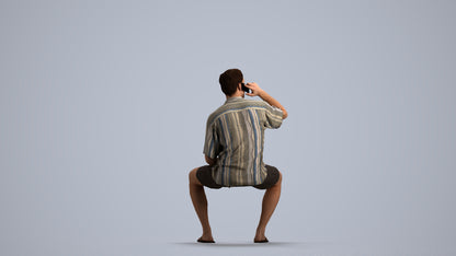 scanned 3D man casual sitting, photogrammetry people for Enscape and V-Ray, front view render