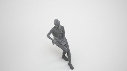 photogrammetry 3D woman casual sitting, realistic human model archviz FBX, wireframe three-quarter view
