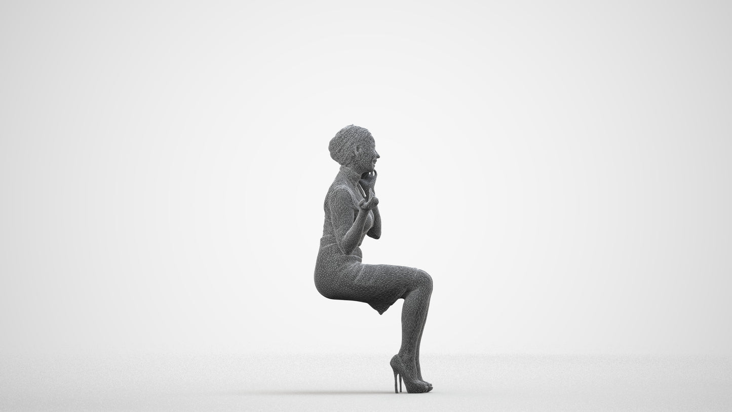 realistic 3D people woman business, render-ready for V-Ray and Corona, FBX OBJ, wireframe side view