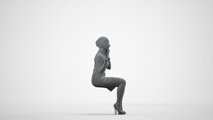 realistic 3D people woman business, render-ready for V-Ray and Corona, FBX OBJ, wireframe side view