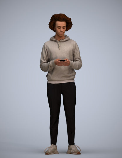 3D people model man casual standing, scanned human for 3ds Max rendering
