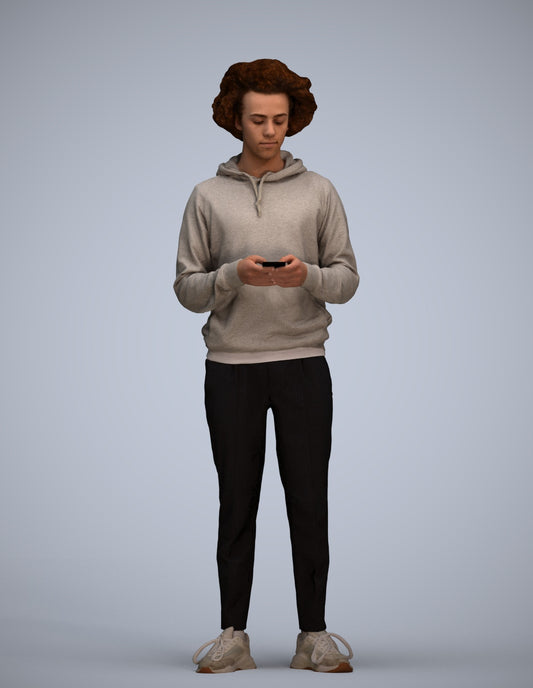 3D people model man casual standing, scanned human for 3ds Max rendering