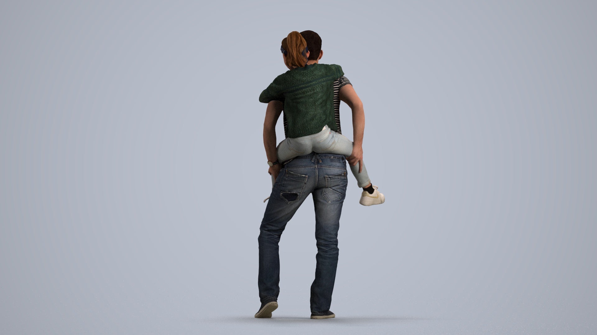 3D scanned girl kids casual, photorealistic archviz people for Enscape and SketchUp, front view render