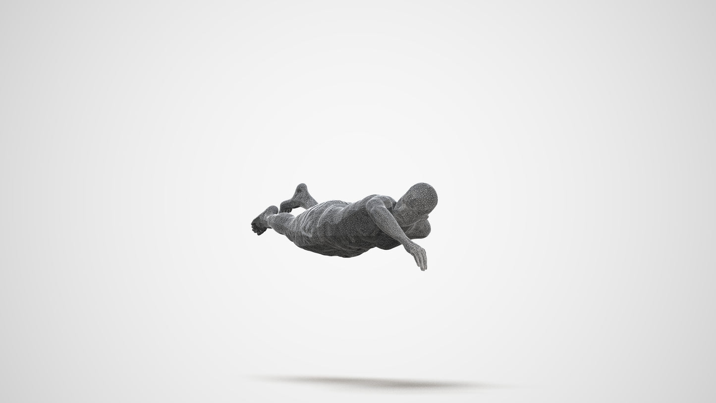 3D human model man sport pool, photogrammetry scanned person for archviz, three-quarter front view render