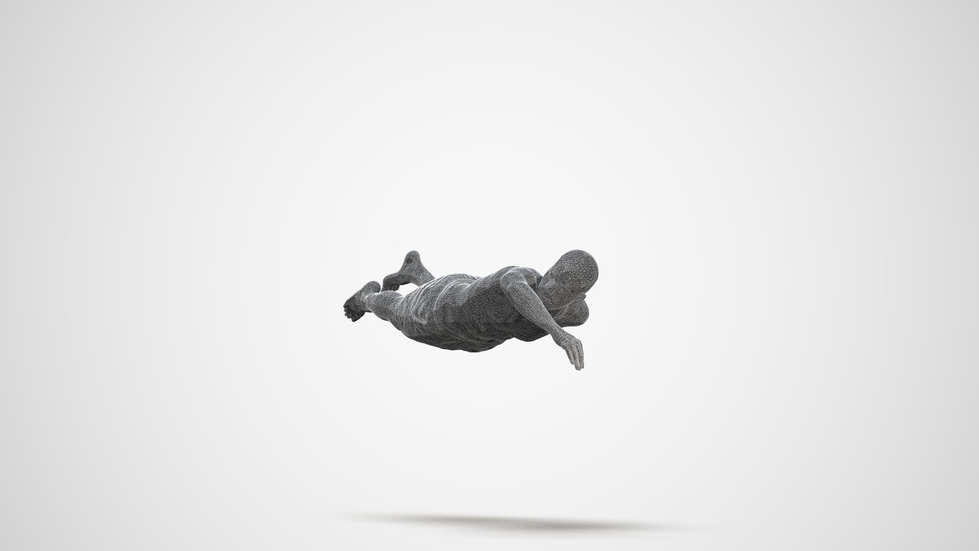 3D human model man sport pool, photogrammetry scanned person for archviz, three-quarter front view render