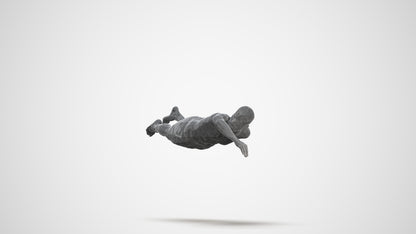 3D human model man sport pool, photogrammetry scanned person for archviz, three-quarter front view render