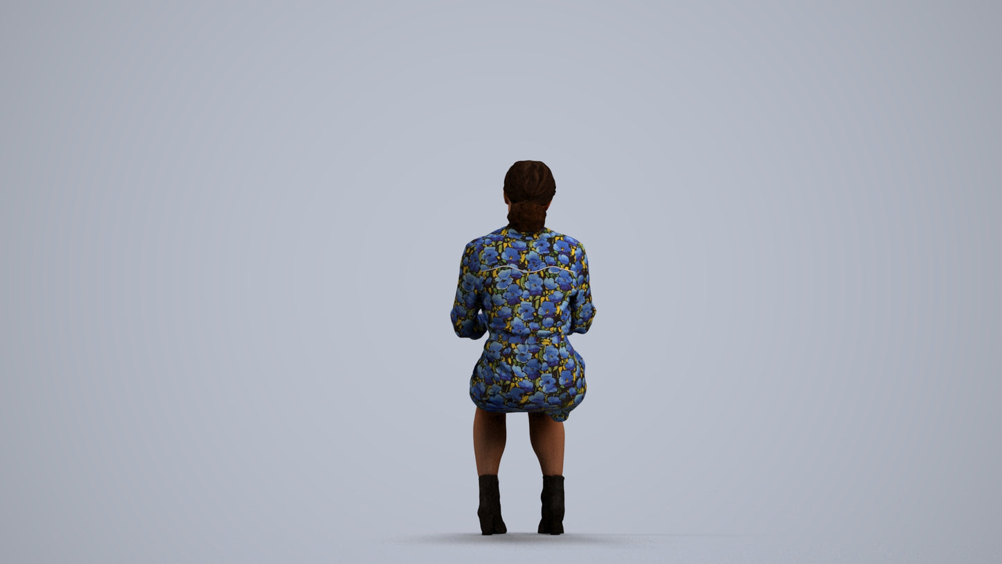 photogrammetry 3D woman casual business, realistic human model archviz FBX, front view render