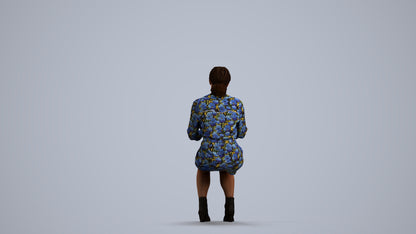 photogrammetry 3D woman casual business, realistic human model archviz FBX, front view render