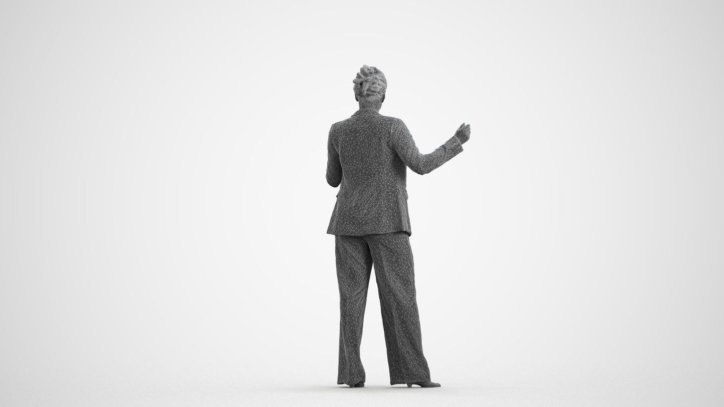 realistic 3D human woman business, archviz people FBX OBJ for Blender, wireframe front view