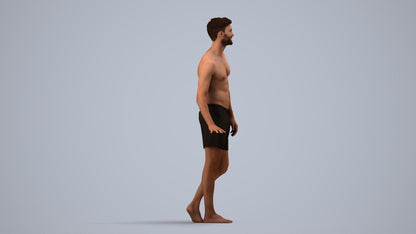 scanned 3D man pool, photogrammetry people for Enscape and V-Ray, side view render