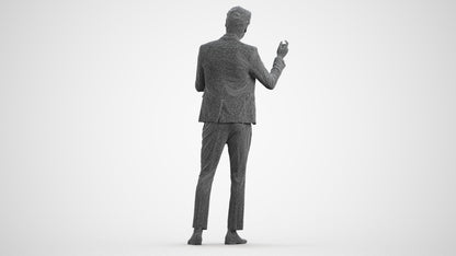 scanned 3D man business, photogrammetry people for Enscape and V-Ray, wireframe front view