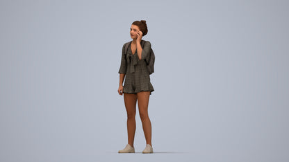3D scanned girl kids casual, photorealistic archviz people for Enscape and SketchUp, top-down view render