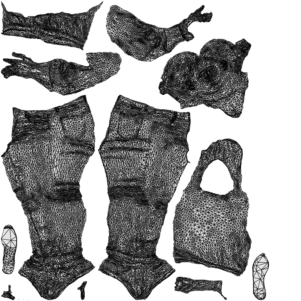 3D human model woman casual standing, photogrammetry scanned person for archviz, wireframe top-down view