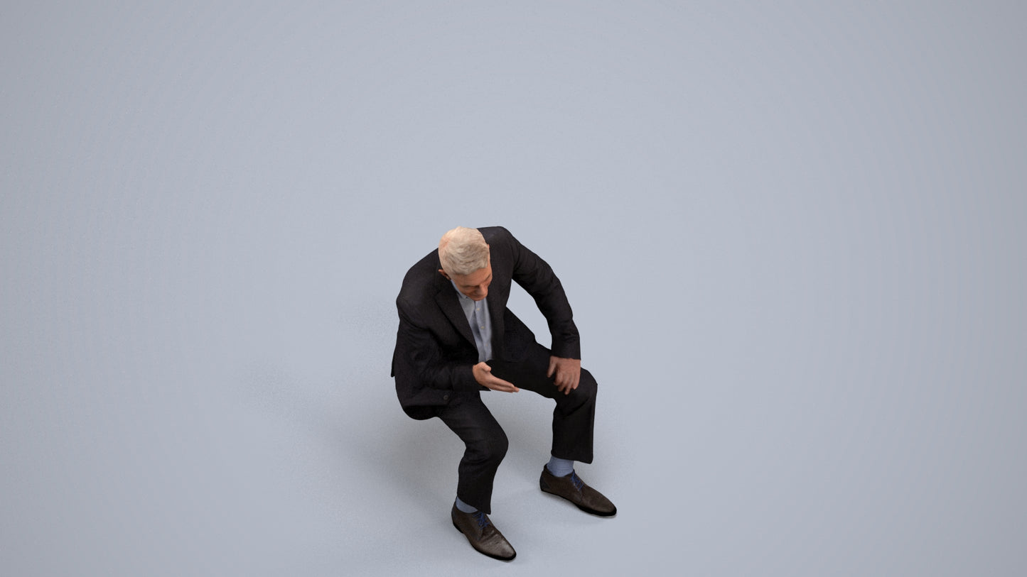 3D scanned senior man business, photorealistic archviz people for Enscape and SketchUp, back view render