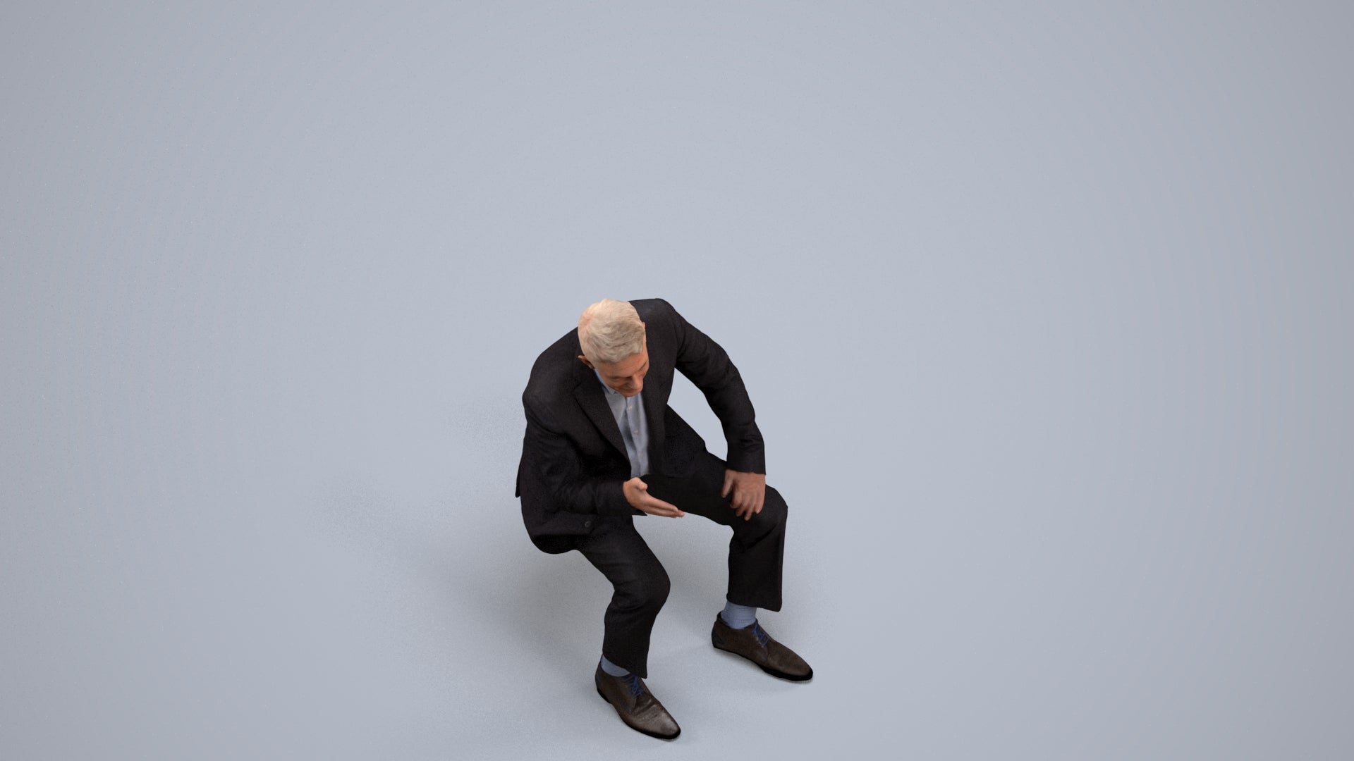 3D scanned senior man business, photorealistic archviz people for Enscape and SketchUp, back view render