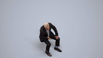 3D scanned senior man business, photorealistic archviz people for Enscape and SketchUp, back view render