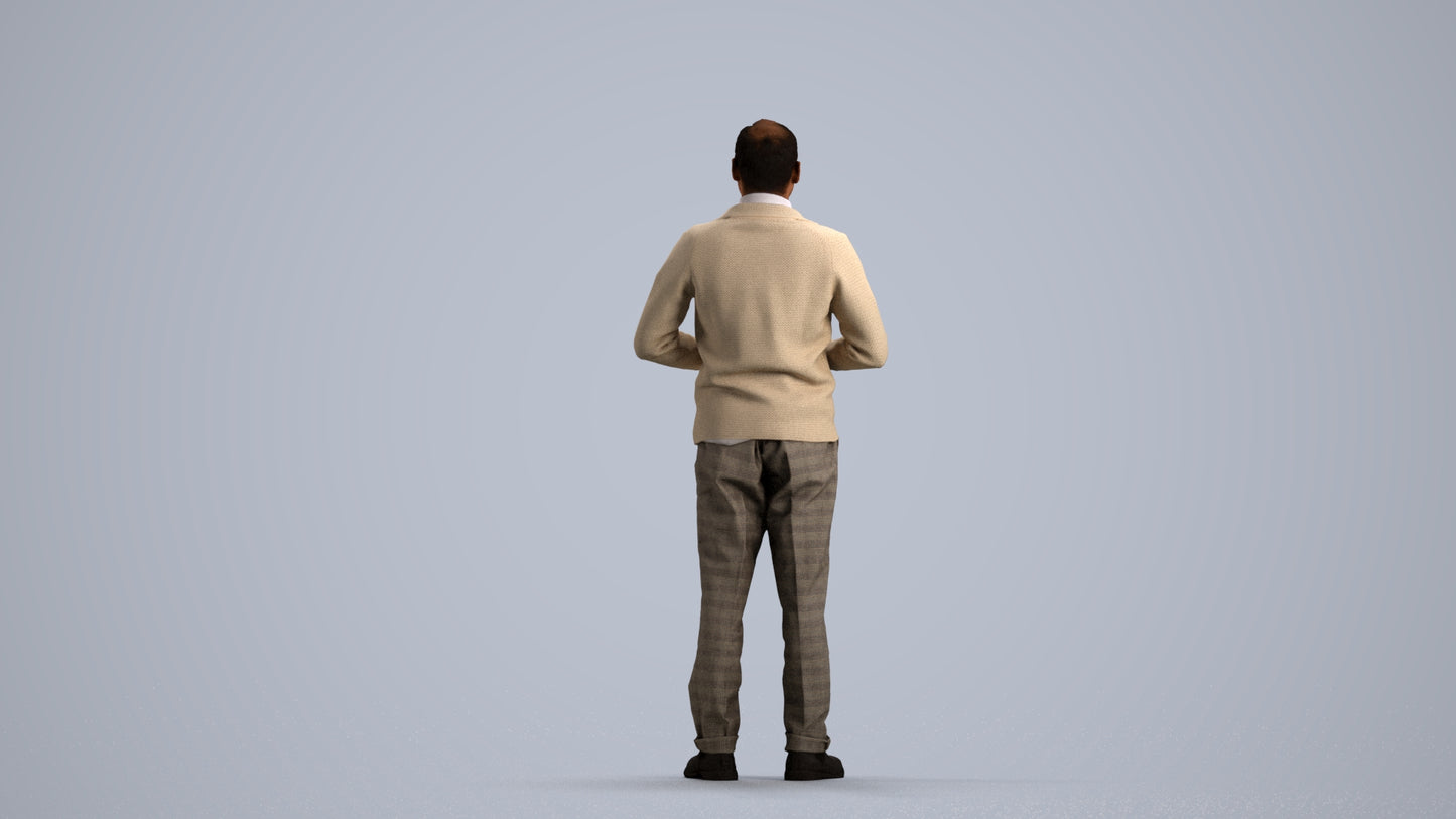 scanned 3D man business standing, photogrammetry people for Enscape and V-Ray, front view render