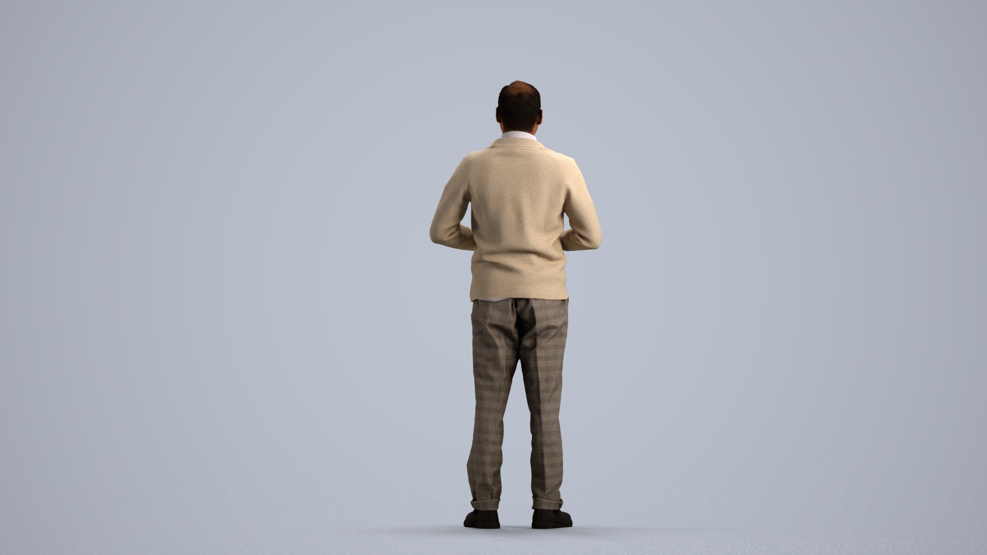 scanned 3D man business standing, photogrammetry people for Enscape and V-Ray, front view render