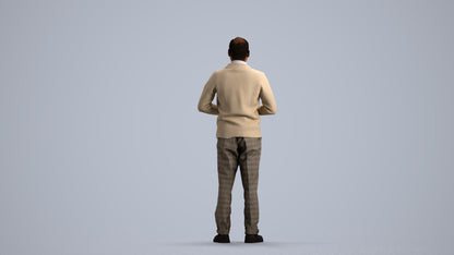 scanned 3D man business standing, photogrammetry people for Enscape and V-Ray, front view render