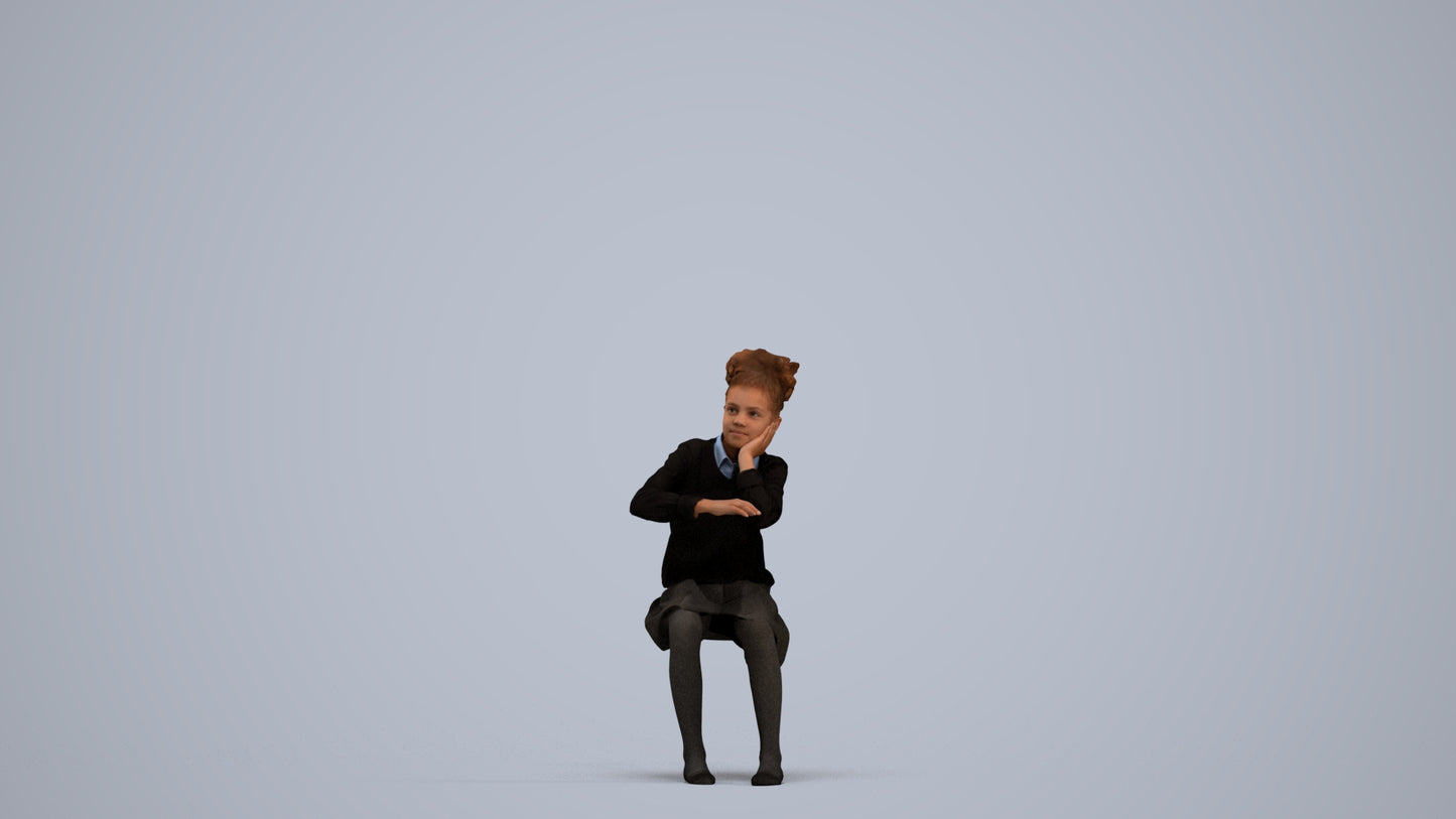realistic 3D human girl kids, archviz people FBX OBJ for Blender, standing pose render