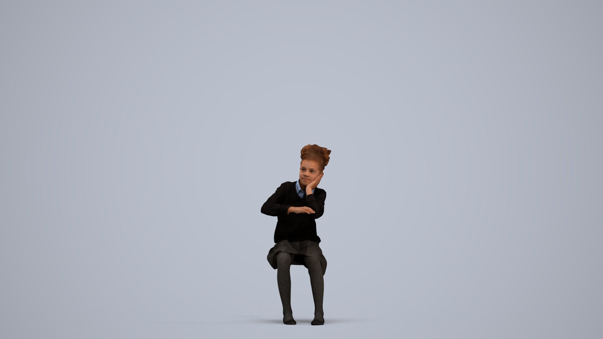 realistic 3D human girl kids, archviz people FBX OBJ for Blender, standing pose render