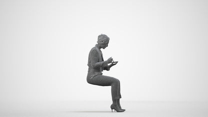 scanned 3D woman formal business, photogrammetry people for Enscape and V-Ray, wireframe side view
