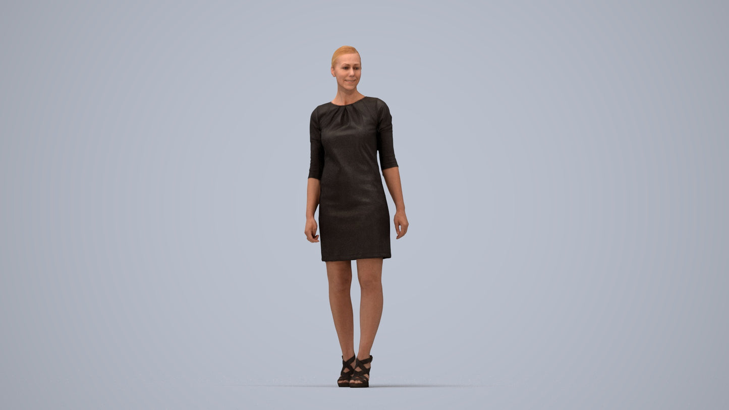 realistic 3D people woman business standing, render-ready for V-Ray and Corona, FBX OBJ, top-down view render