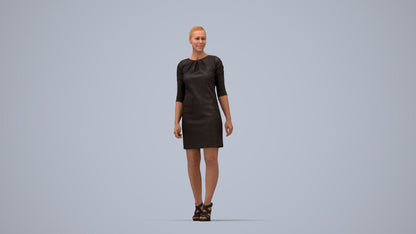 realistic 3D people woman business standing, render-ready for V-Ray and Corona, FBX OBJ, top-down view render