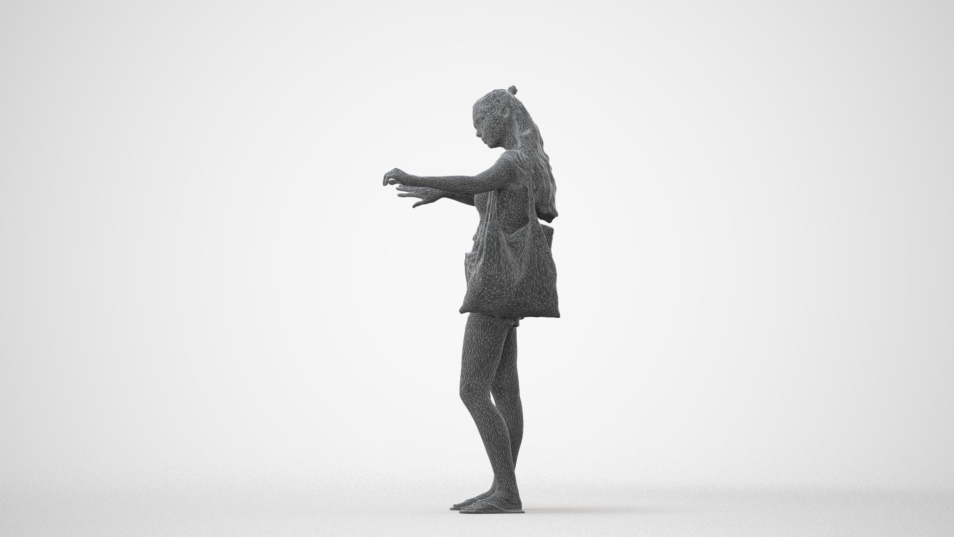 3D people model girl casual shopping, scanned human for 3ds Max rendering, square thumbnail