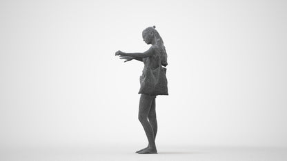 3D people model girl casual shopping, scanned human for 3ds Max rendering, square thumbnail
