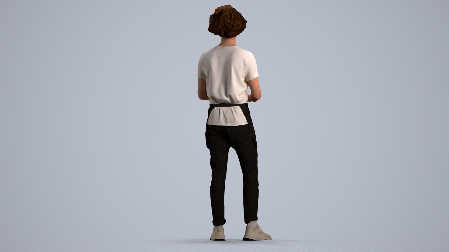 scanned 3D man hospitality, photogrammetry people for Enscape and V-Ray, front view render