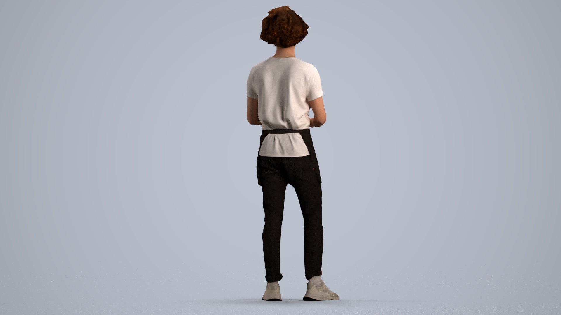 scanned 3D man hospitality, photogrammetry people for Enscape and V-Ray, front view render