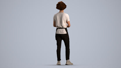 scanned 3D man hospitality, photogrammetry people for Enscape and V-Ray, front view render