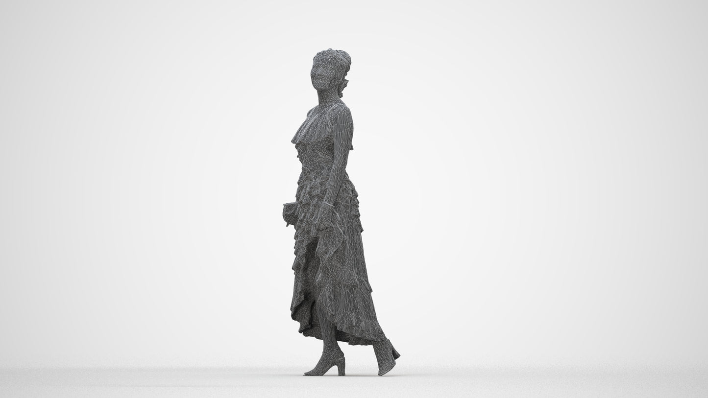photogrammetry 3D woman formal formalaffairs, realistic human model archviz FBX, wireframe back view