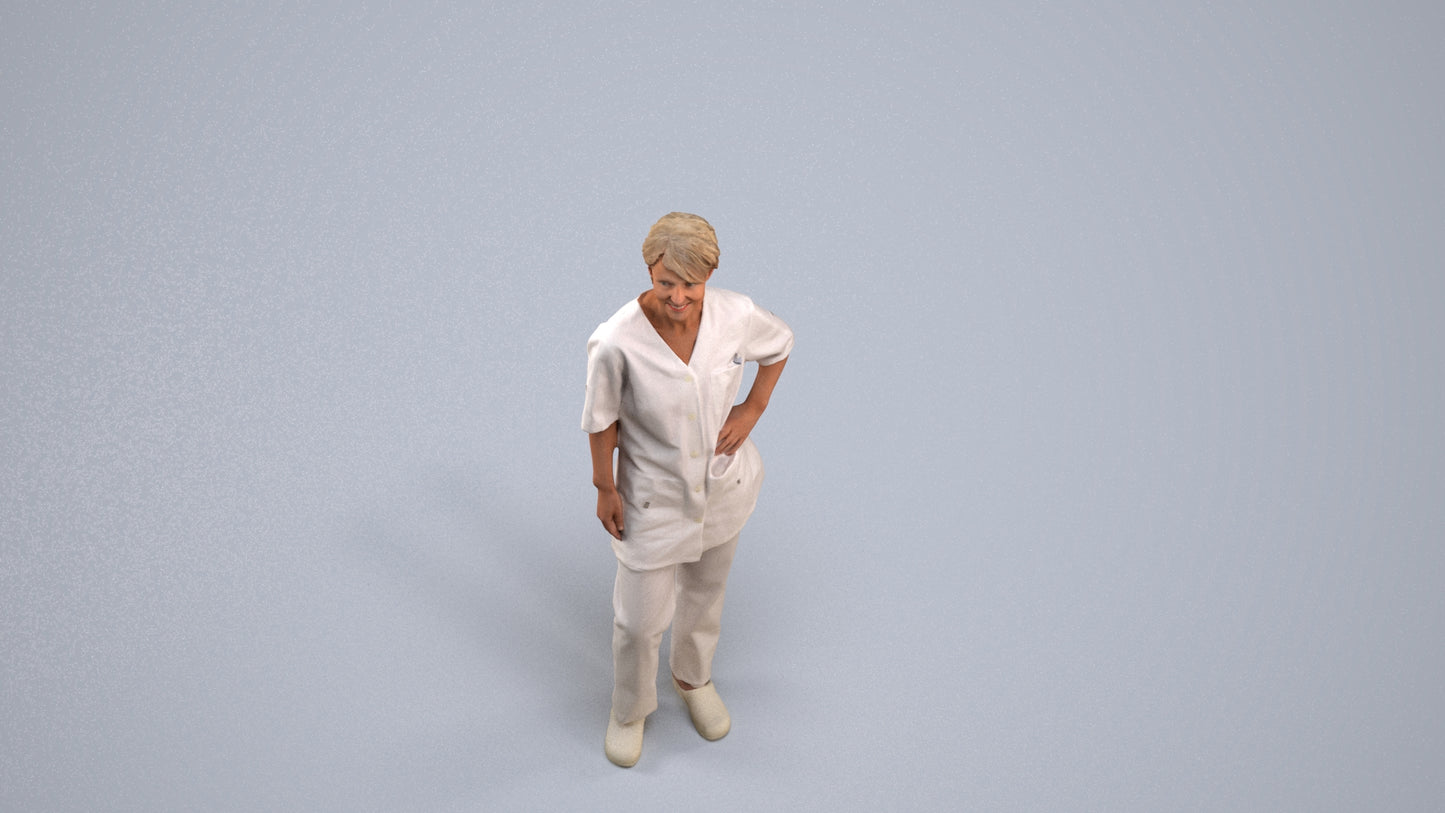 scanned 3D senior woman medical, photogrammetry people for Enscape and V-Ray, back view render
