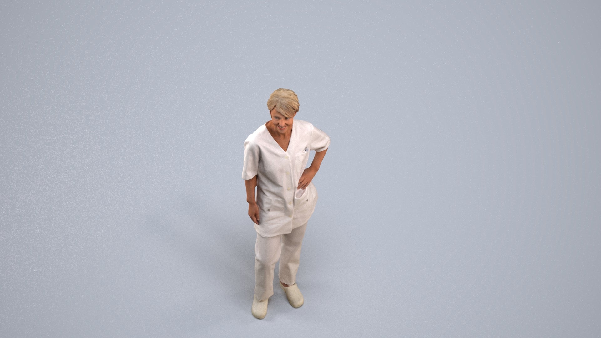 scanned 3D senior woman medical, photogrammetry people for Enscape and V-Ray, back view render
