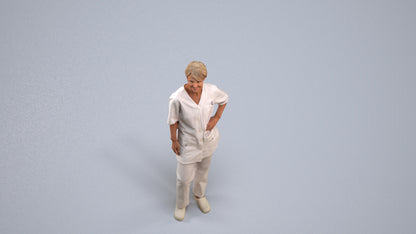 scanned 3D senior woman medical, photogrammetry people for Enscape and V-Ray, back view render