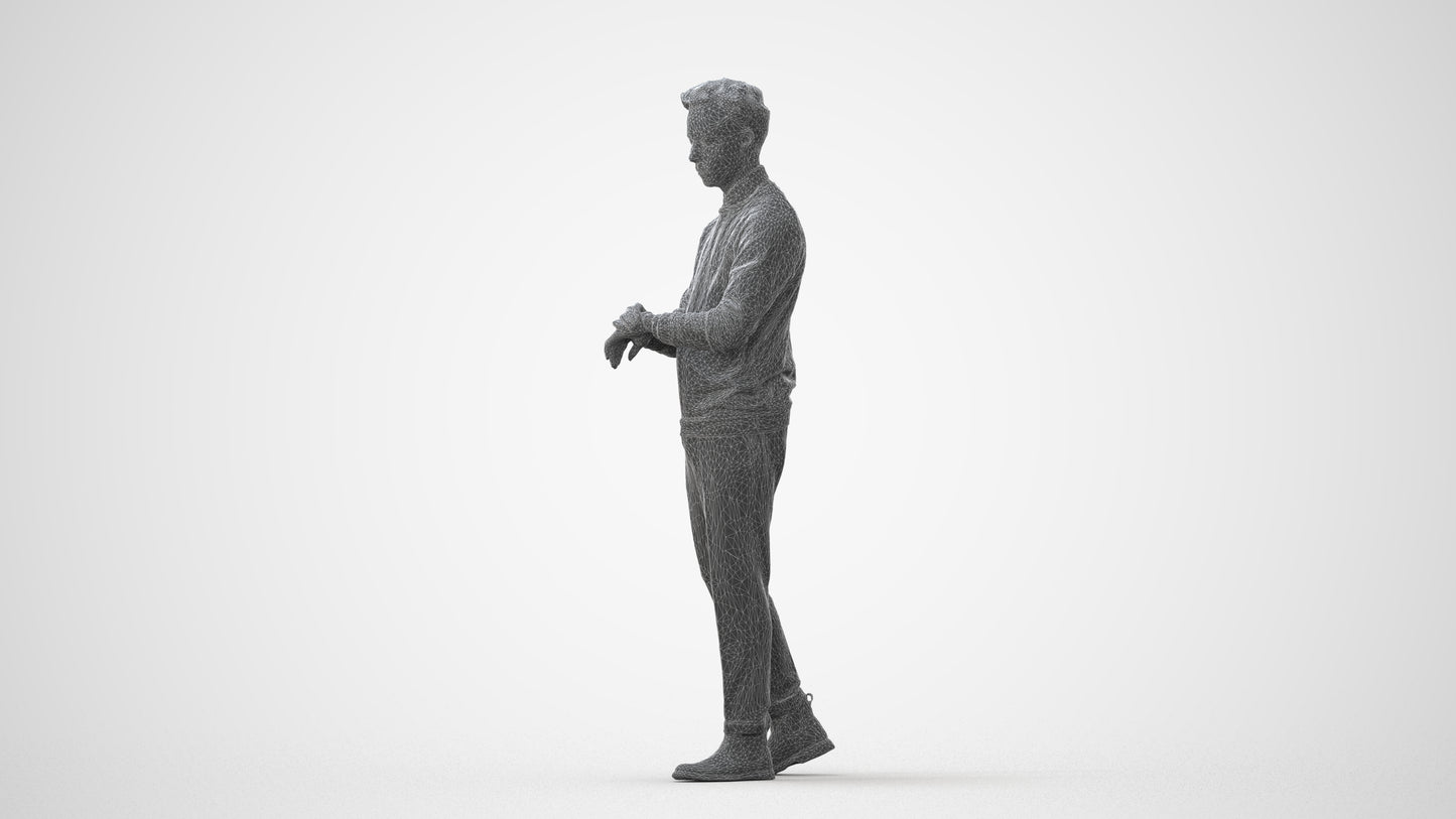 3D people model man casual walking, scanned human for 3ds Max rendering, square thumbnail